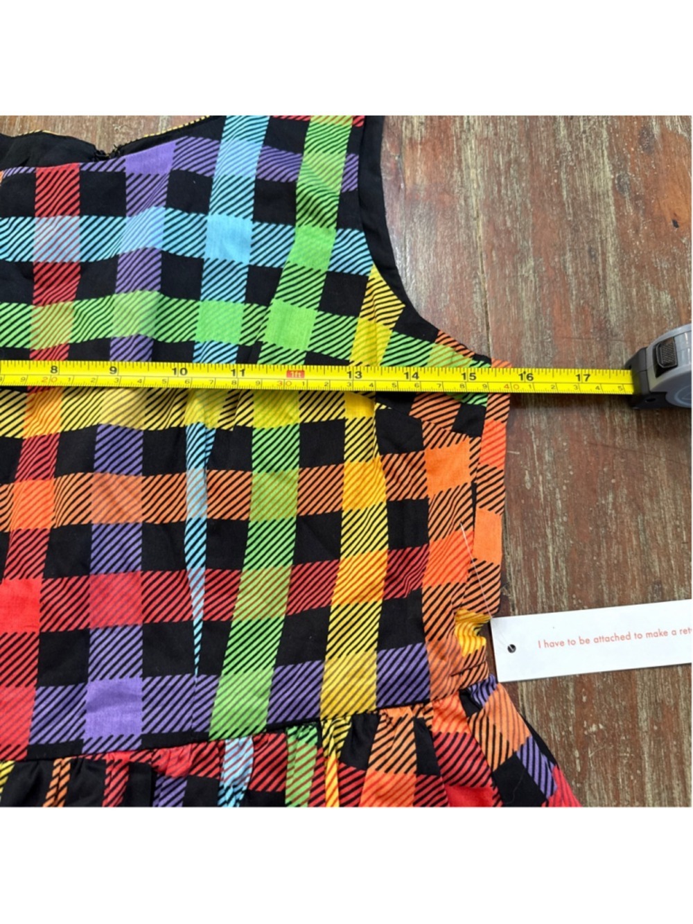 ModCloth Optimistic Effect Rainbow Gingham Fit & Flare Dress NWOT S 100% Cotton - Picture 8 of 11